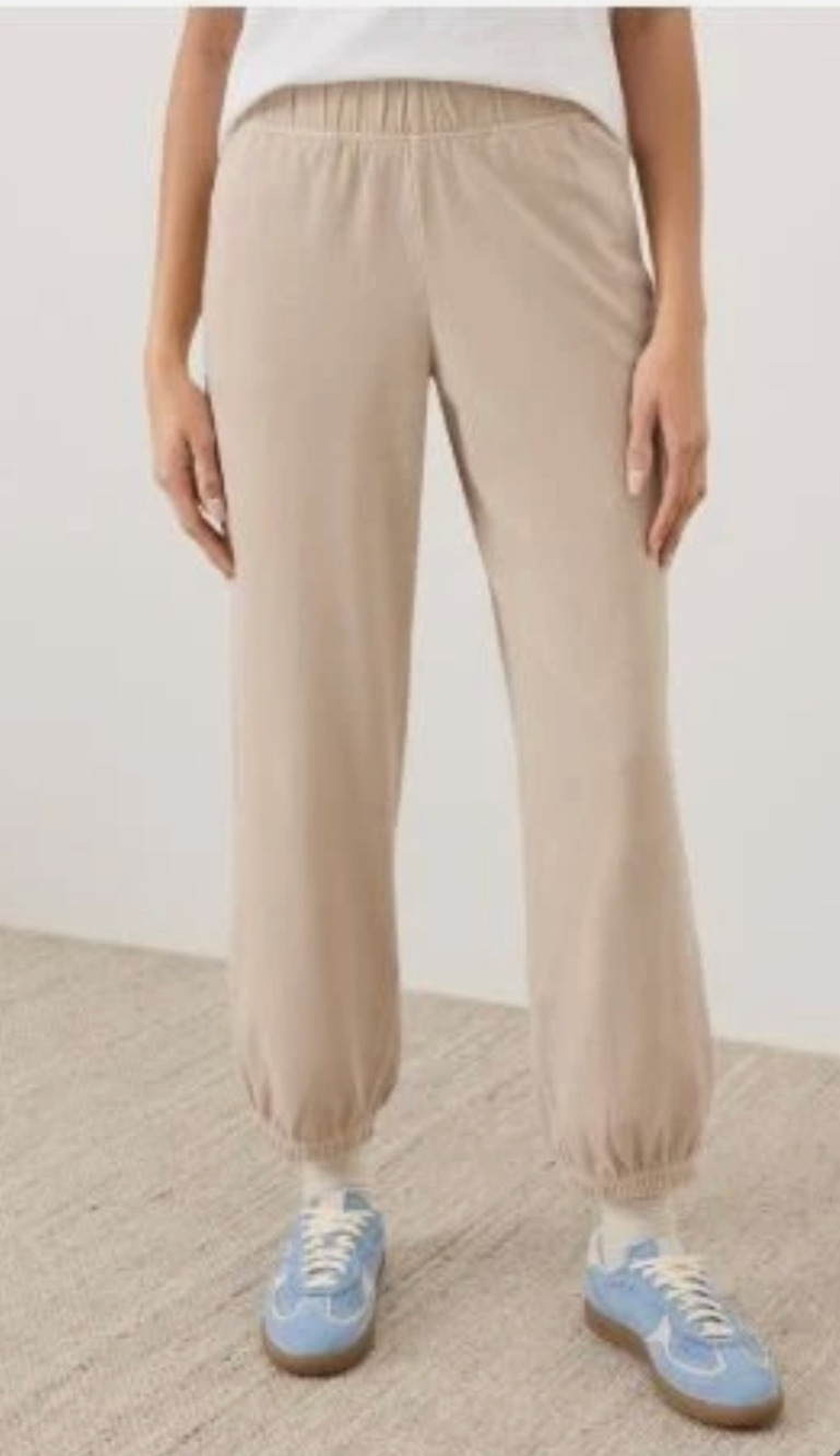 Pact Organic Cotton Jogger Sweatpants Stone Cream Beige Lounge Athleisure L